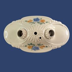 Antique Victorian Porcelain Oval Double Bulb Ceiling Or Vanity Light Fixture