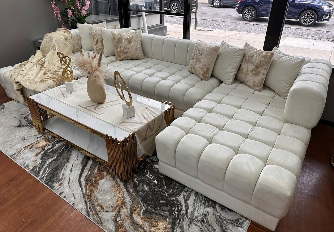 🎀Ariana Velvet Double Chaise Sectional 🎀 Delivery and Finance Avaliable 