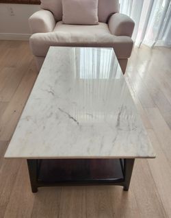 Marble Top Coffee Table With Wood Frame