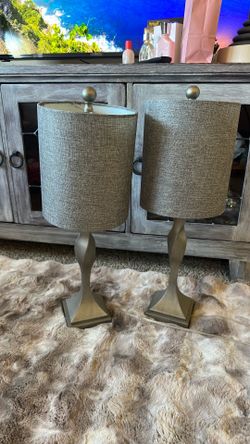 Contemporary Grey lamp set with Shades