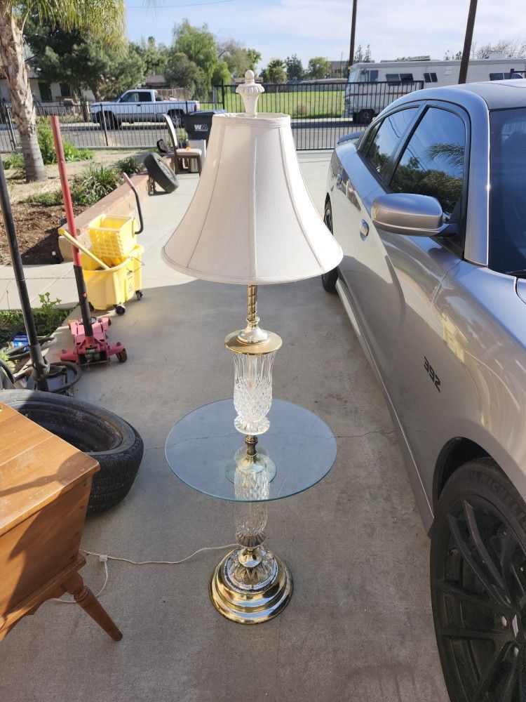 Vintage Crystal/brass lamp table