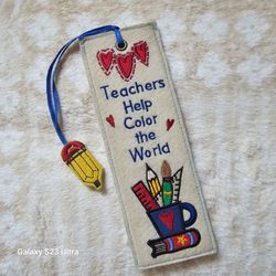 VINTAGE Embroidered Felt Teacher Bookmark