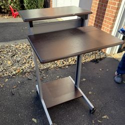 Stand Up Desk Two Tier With Adjustable Height On Wheels 