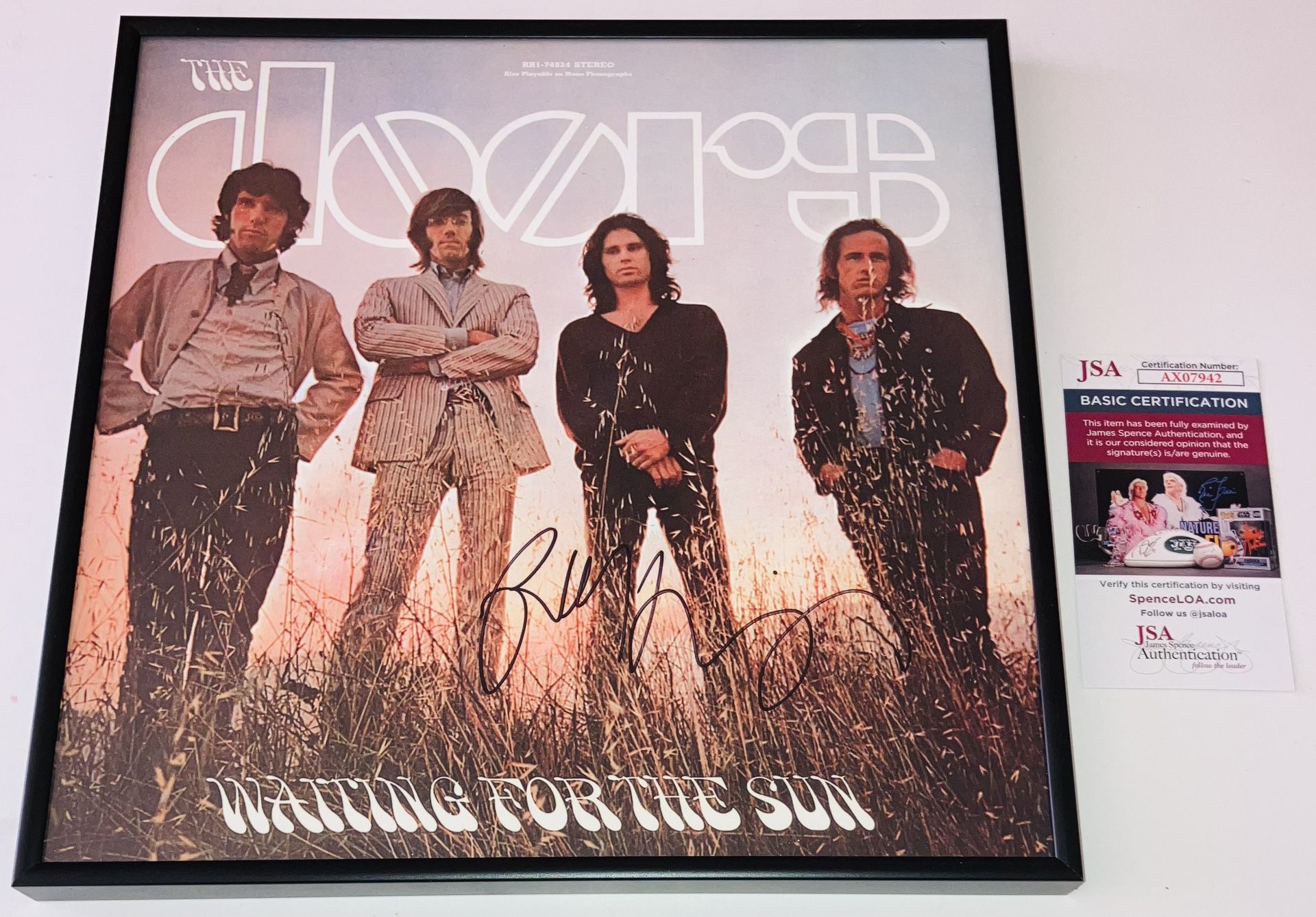 ROBBY KRIEGER SIGNED THE DOORS WAITING FOR THE SUN VINYL FRAMED JSA COA RARE!
