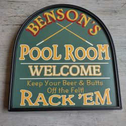 Billiard Balls, Pool Cues, Chalk, Felt Brushes, Hanging Rack