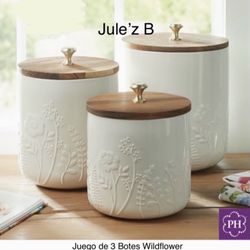 Princess House Juego De 3 Botes Wildflower Nuevos En Sus Cajas 