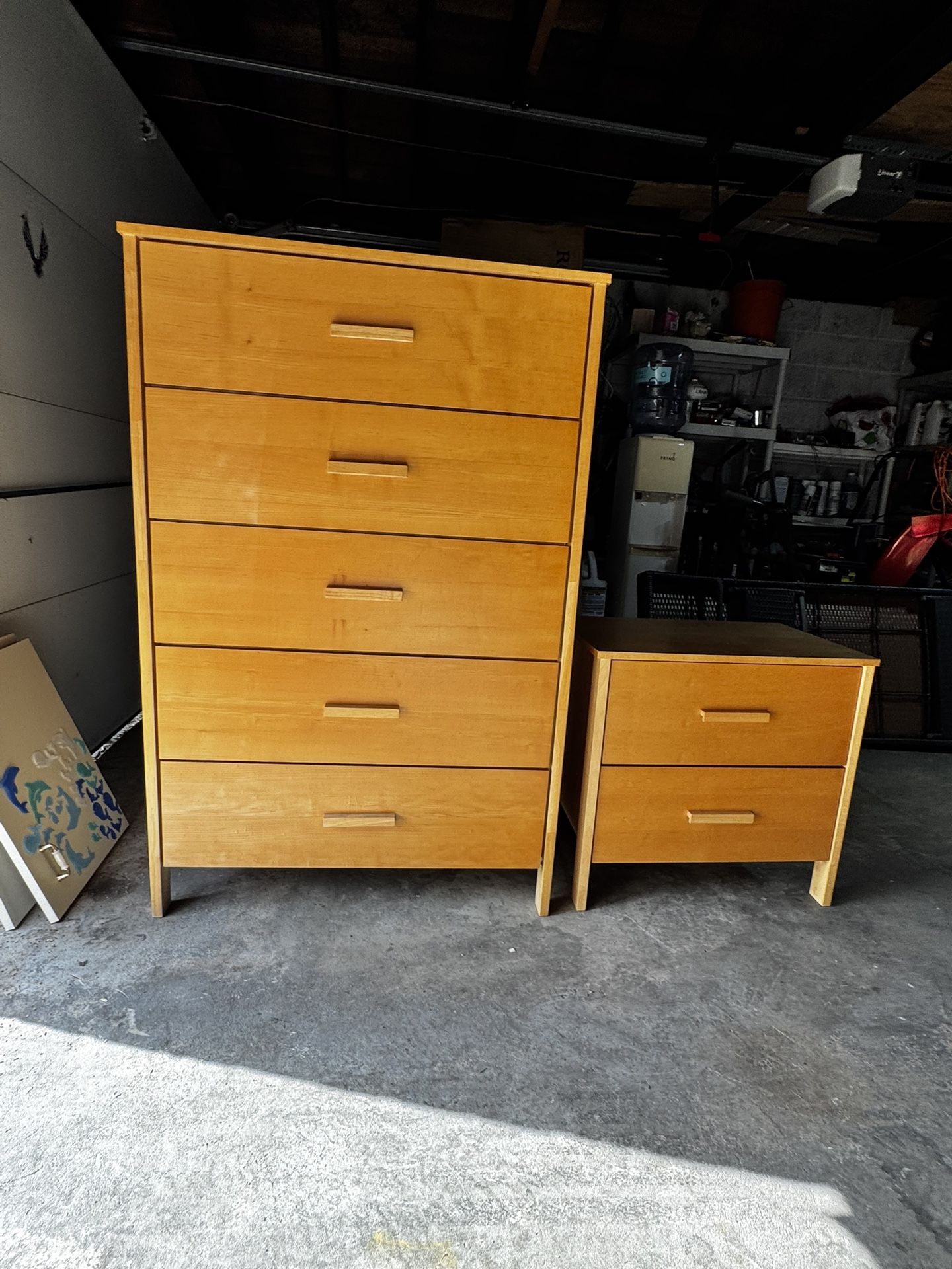 Tall Wood Dresser and Nightstand 