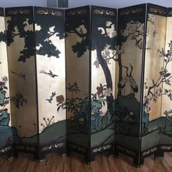 Antique Coromandel Hand Carved 8 Panel Wall Art