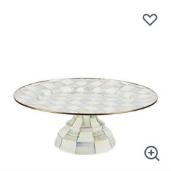 Sterling Check Large Pedestal Platter
