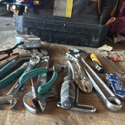 Klein Tools backpack, and random assortment of tools