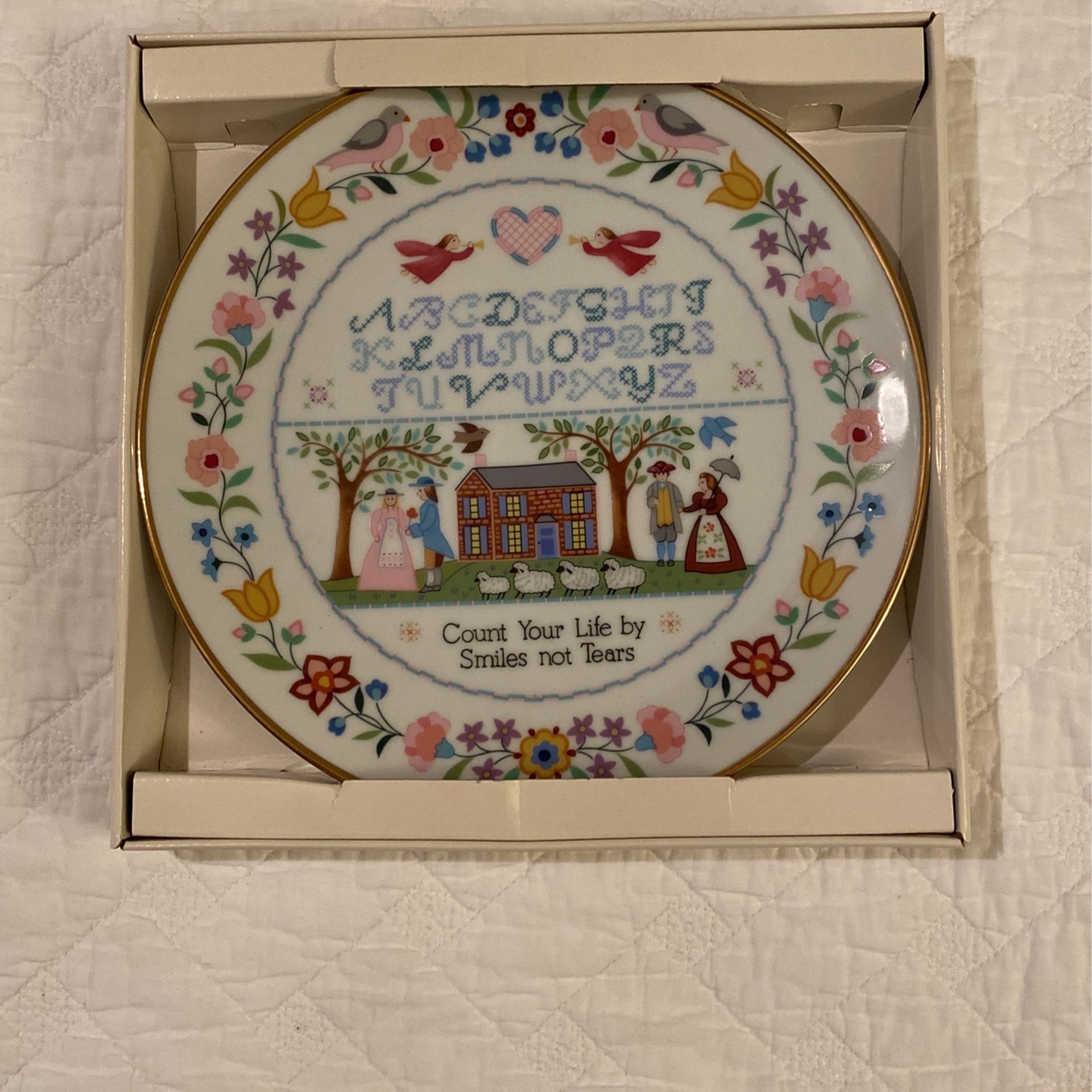 Collectible Plate: Country, Crossstich Design: The Creative Circle "Jacobean Sampler" Collector's Edition Plate