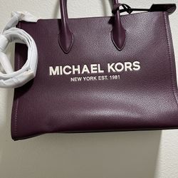 Michael Kors Mirella Large Pebbled Leather Tote – Burgundy – Excellent Condition