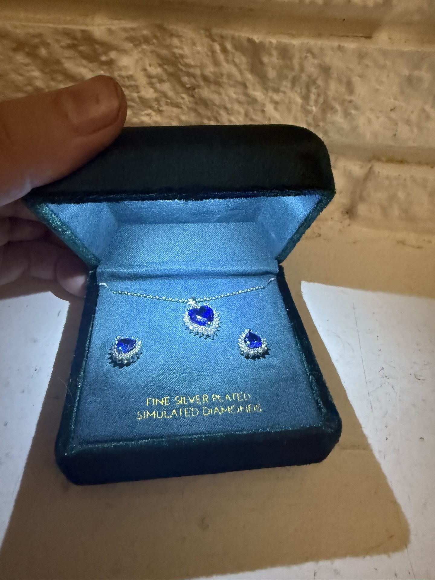 Simulated diamonds necklace and earrings set.