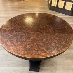 Hammered Copper Top Round Table