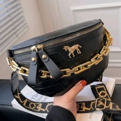Cute Horse Decorated Crocodile Pattern Ladies' Waist & Chest Bag, Perfect For Horse Riding, Western Purse For Women, Bohemia Style Bag