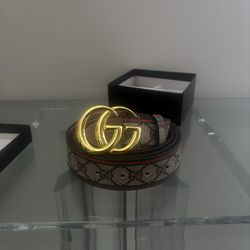 Gucci Web Stripe Belt – Gold Double G Buckle