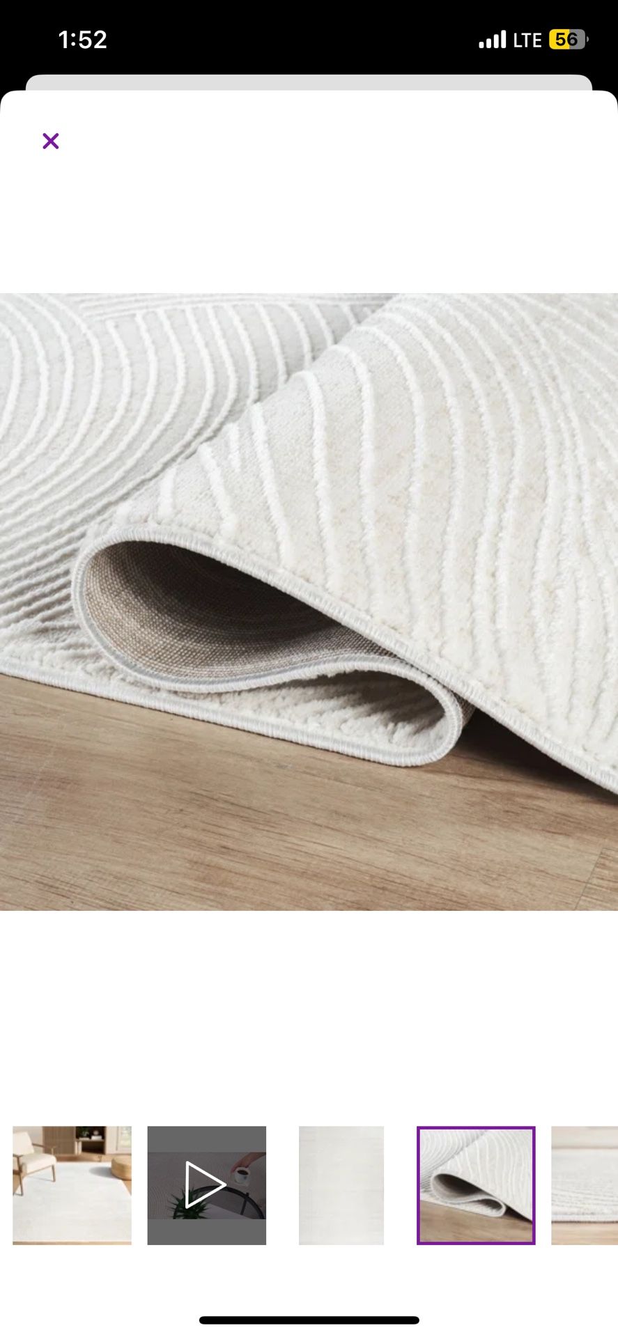 Winston Porter Ivory Beige Rectangular 4x6 Area Rug