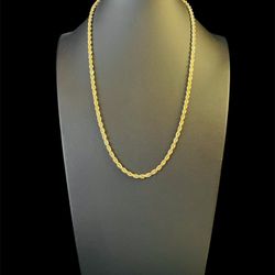 22” 14K Yellow Gold Diamond Cut Rope Chain