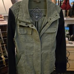 New, Fox HEAD Denim Jacket/coat With Black Sleeves