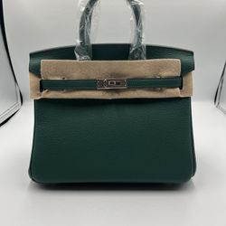 Luxury Bag 25 Cm Green Togo Leather  Palladium Hardware Excellent Condition - Only One Left 