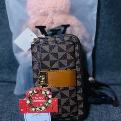 Brown and black hip bag with Beanie and Earrings