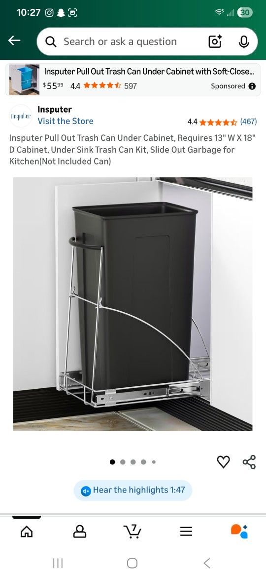 Pull Out Trash Can Slide Rack ONLY