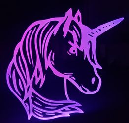 Unicorn etched lighted mirror
