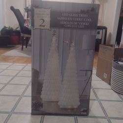 Set Of 2 LED Glass Trees 