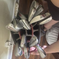 15 Misc Golf Clubs And Bag