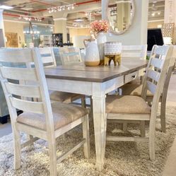 Skempton White/Light Brown Dining Room Set / Dining table and Chairs