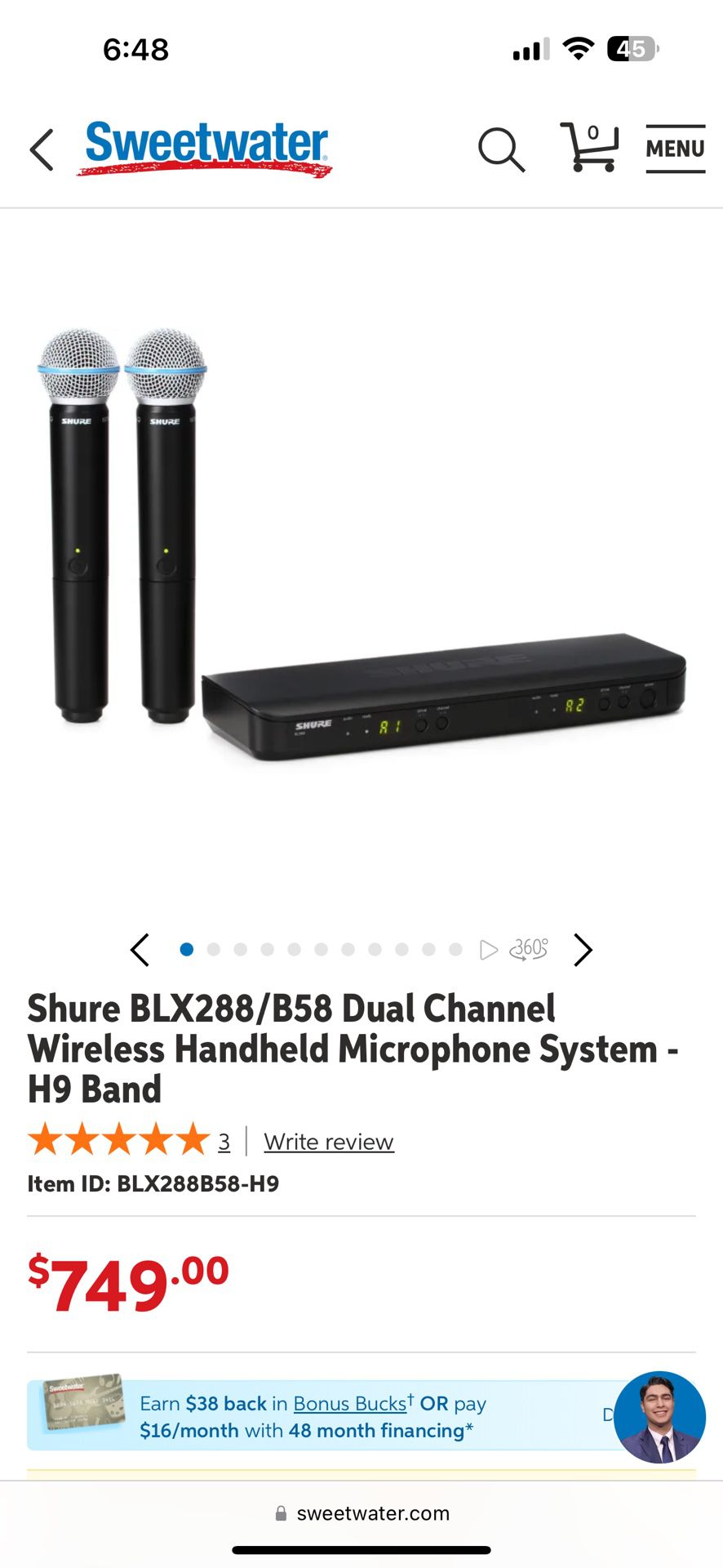 SHURE BLX88 Wireless Microphone New Dual Chanel Comes With Everything Ass In Picture 