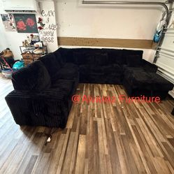 Black Corduroy Sectional Sleeper Sofa Pullout Bed With Storage 