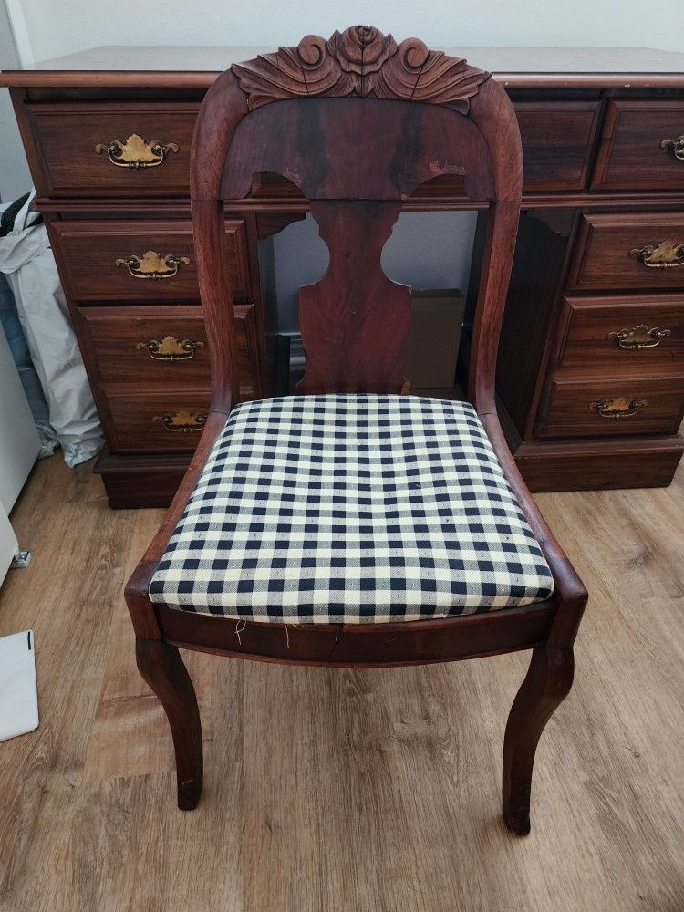 Pair of Sturdy Antique chairs $25 ea.
Seat is 18" high