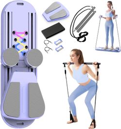 Pilates Board Pilates Reformer Set, 15 in 1 Pilates Sliding Board, Multifunctional Abdominal Board,Multi-Purpose Foldable Pilates Reformer Board for H