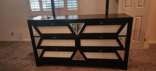 Black Mirrored 6-Drawer Dresser and mirror
