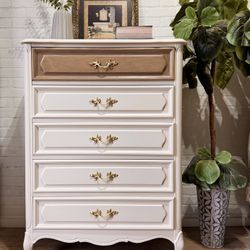 Vintage French Provincial Tall Dresser 5 Drawer By Henry Link 1970’s