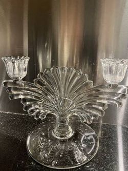 Vintage 1920's-30's Paden City "Maya" Double Fan Candle Double Candle