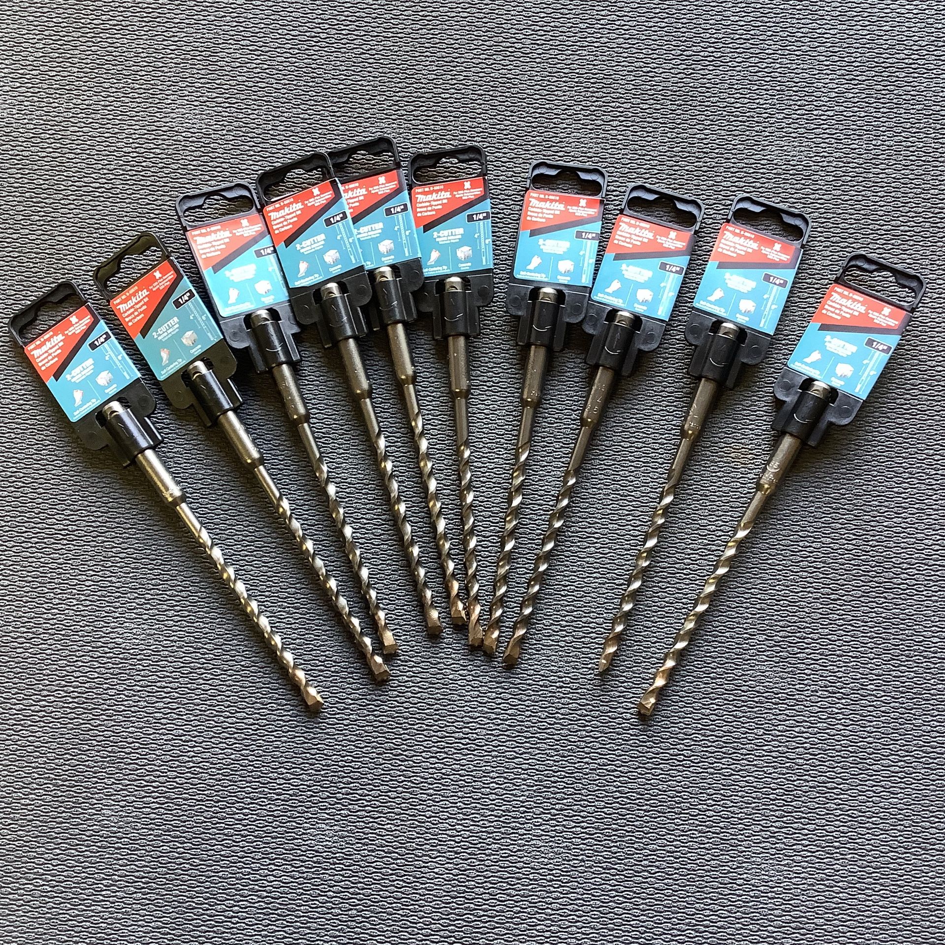 10 Pieces….. Makita 1/4 in. x 6 in. SDS‑PLUS Rotary Hammer Drill Bit, 2‑Cutter . Carbide Tip Concrete Bits. B-60610