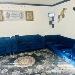 3 Piece Chesterfield Velvet Sofa Loveseat Couch Chair,