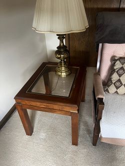 Wooden Glass End Table