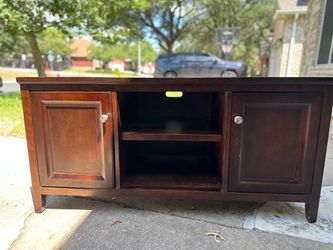 Dark Wood TV Stand with Cabinet Storage