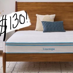 Linenspa 8 Inch Memory Foam And Spring Hybrid Mattress - Medium Firm Feel - Bed In A Box - Quality Comfort And Adaptive Support - Breathable - Cooling