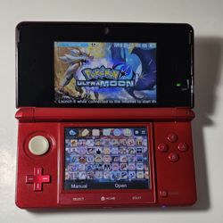 Flame Red 3DS 64gb With Pokemon Games And More