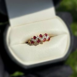 Jewelry 14k solid yellow gold diamonds ruby 1.00CTW ring size 4.50