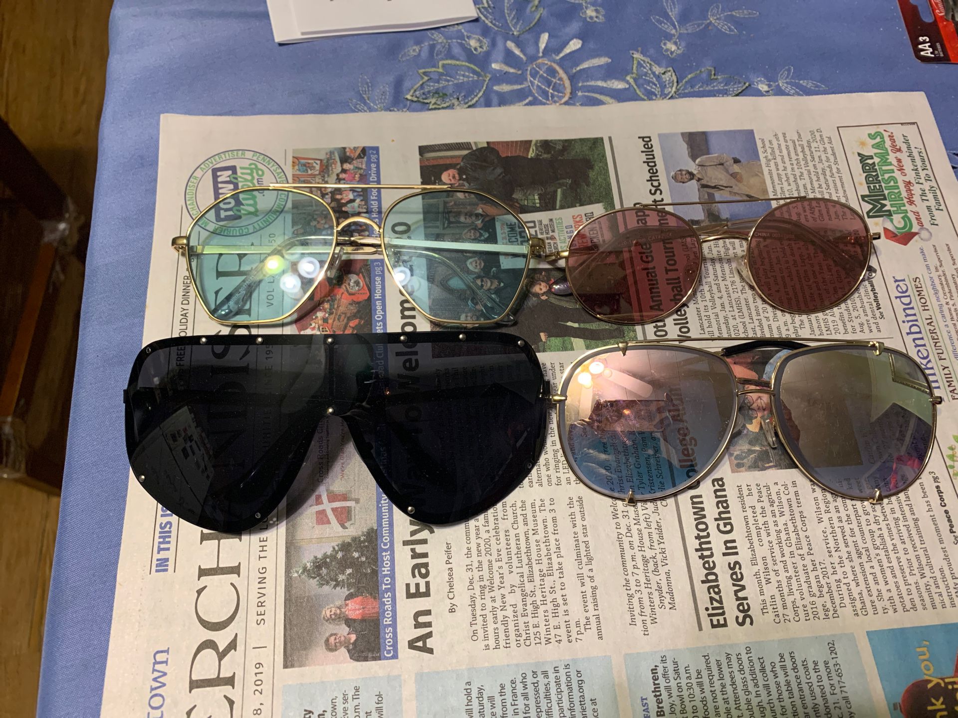 4 different styles of sunglasses