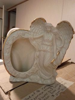 rare fine porcelain ceramic Ivory Angel picture frame