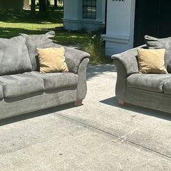 Gray Couch And Loveseat Set - Delivery Available 