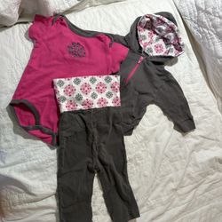 Yoga Sprouts Set, Hoodie, Short-sleeved Bodysuit, & Yoga Pants, 9-12 Months