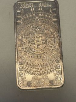 Ten oz .999 Fine Silver Bar Cuauhtemoc  Aztec Calendar