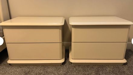 Post Modern Lane Cream Lacquer Nightstands